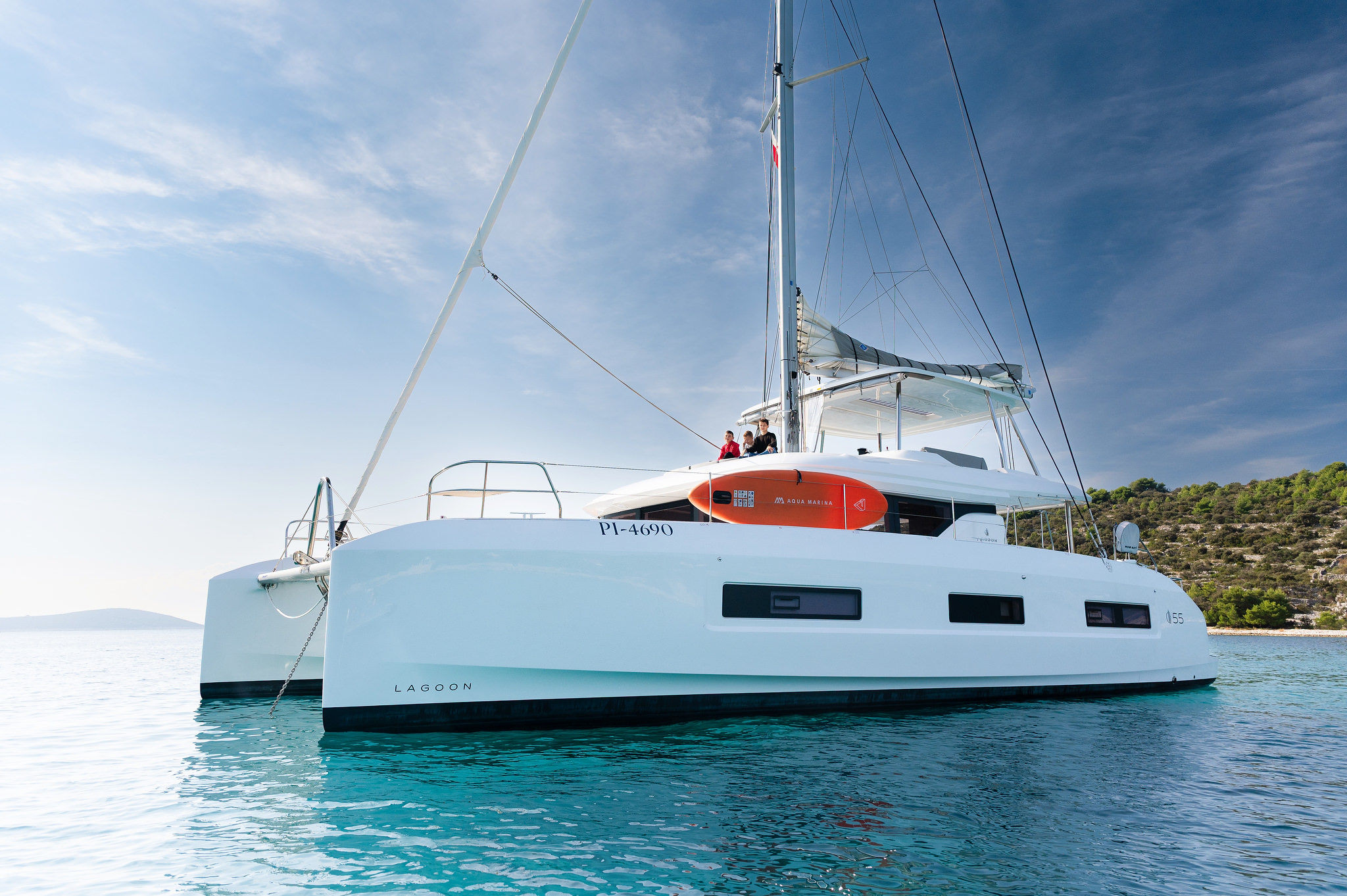 LADY M catamaran anchored Pakleni Islands Hvar Croatia