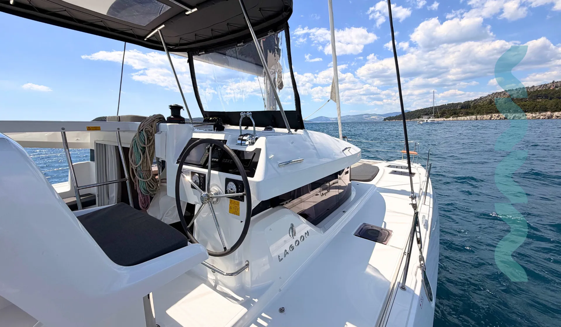 Lagoon 38 Bareboat Catamaran CORAL Helm Station