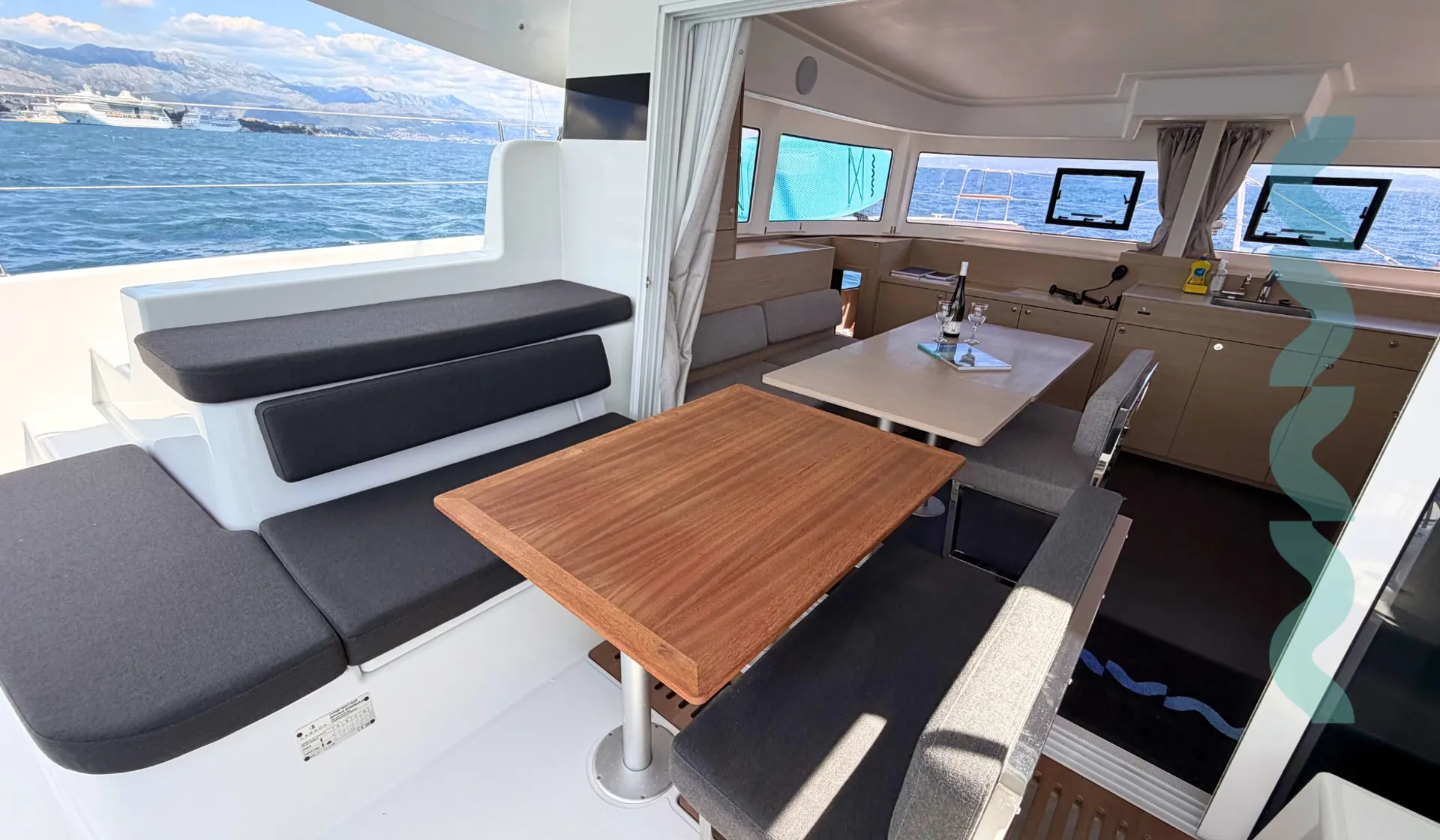 Lagoon 38 Bareboat Catamaran CORAL Aft Deck Dining 2