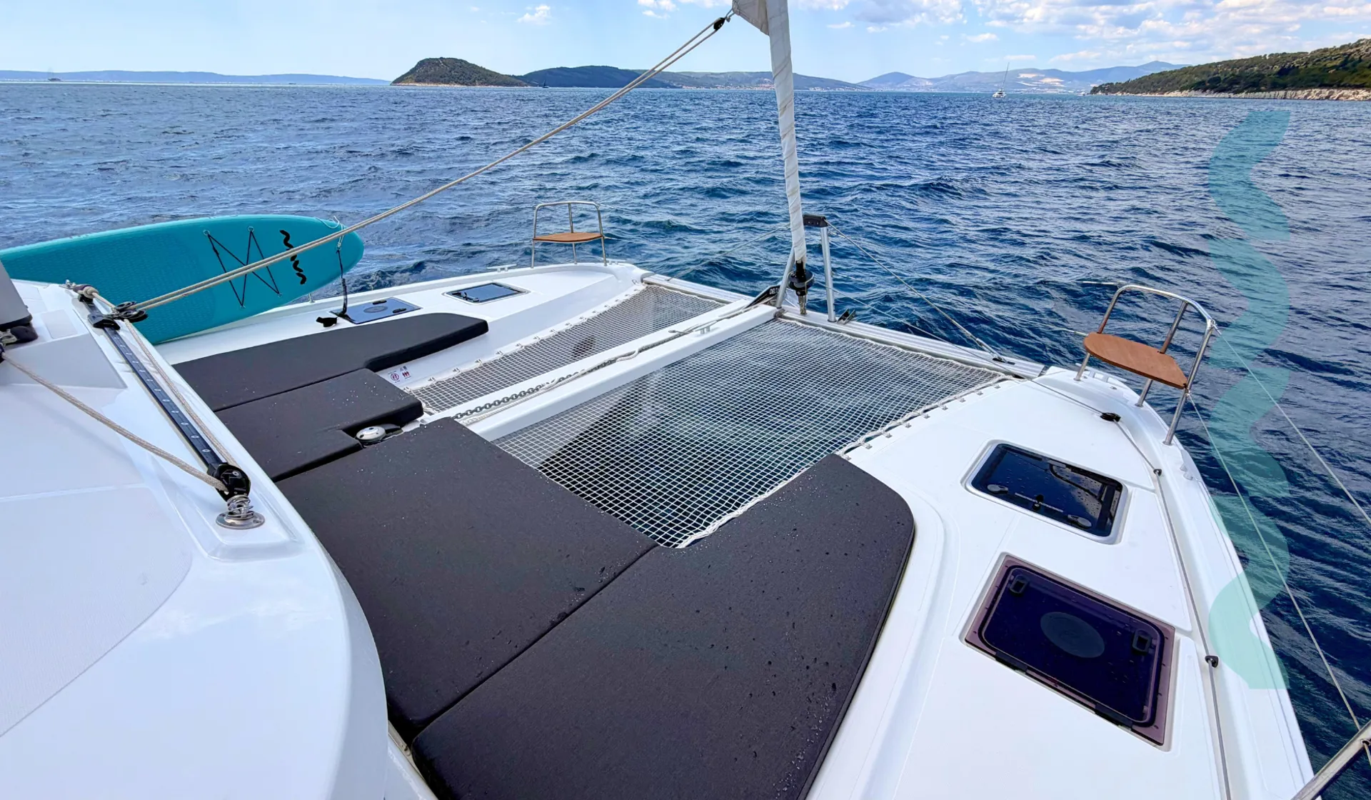 Lagoon 38 Bareboat Catamaran CORAL Foredeck