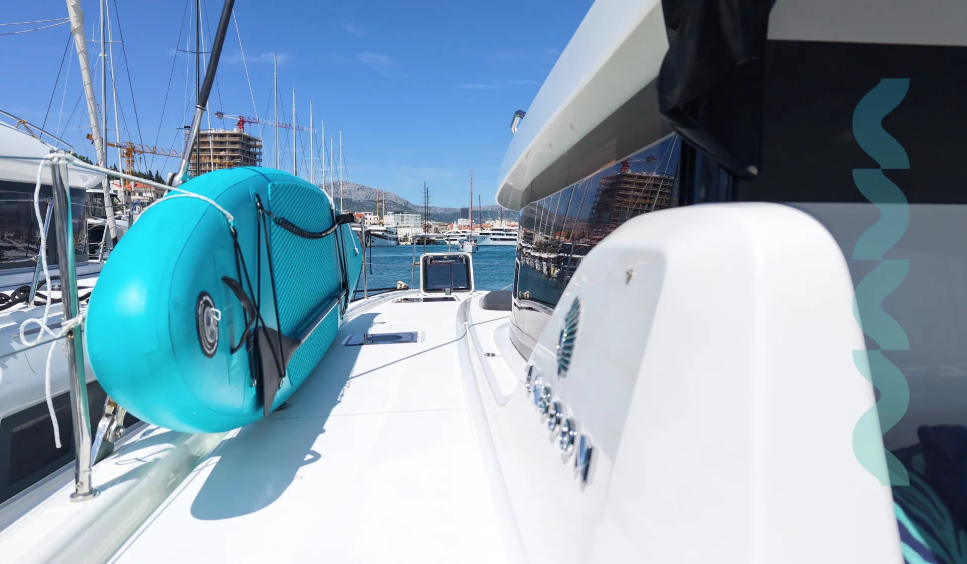 Lagoon 38 Bareboat Catamaran CORAL Port Walkway