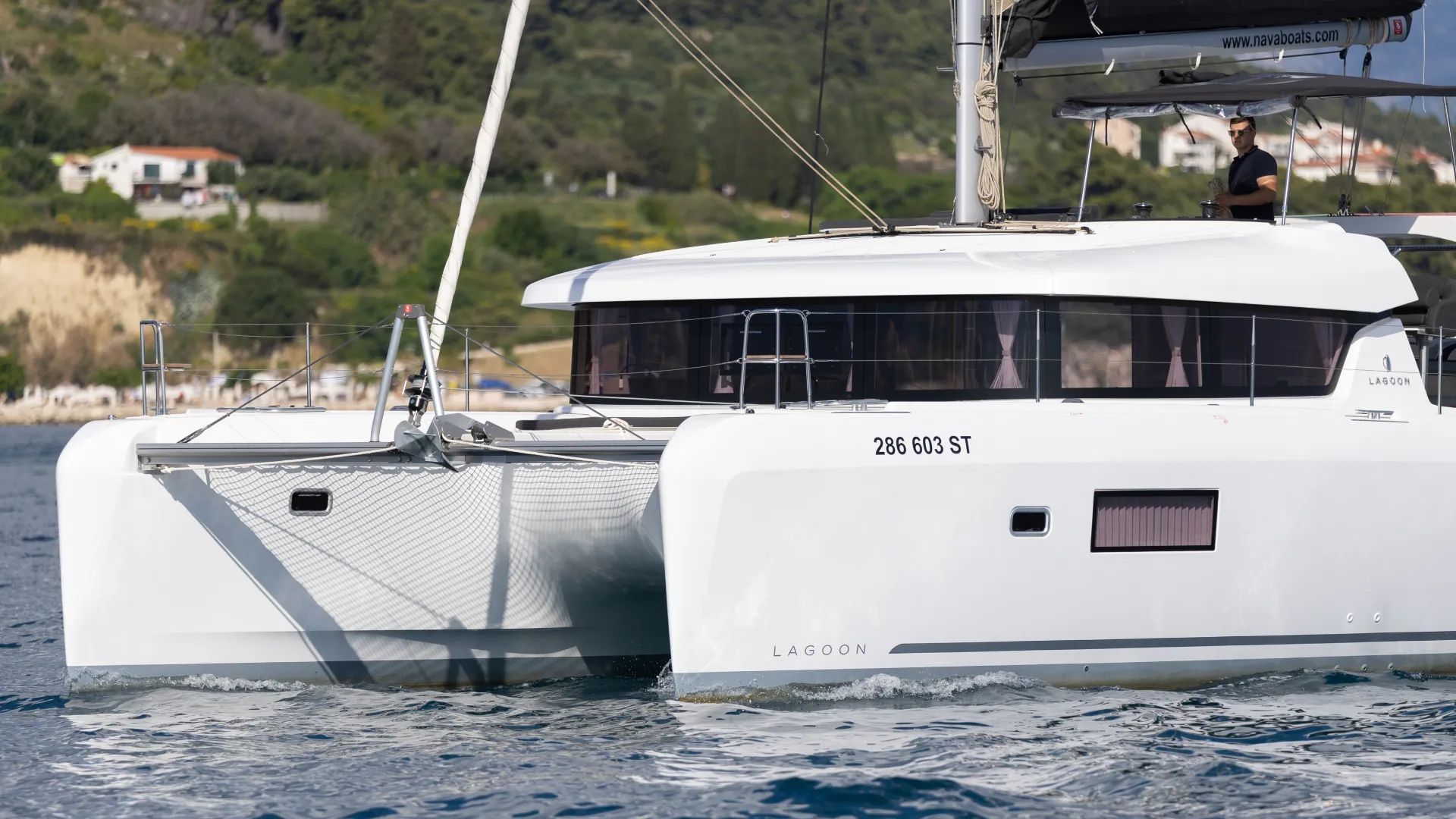 Croatia Bareboat Catamaran Lagoon 42 AVENTUS under motor