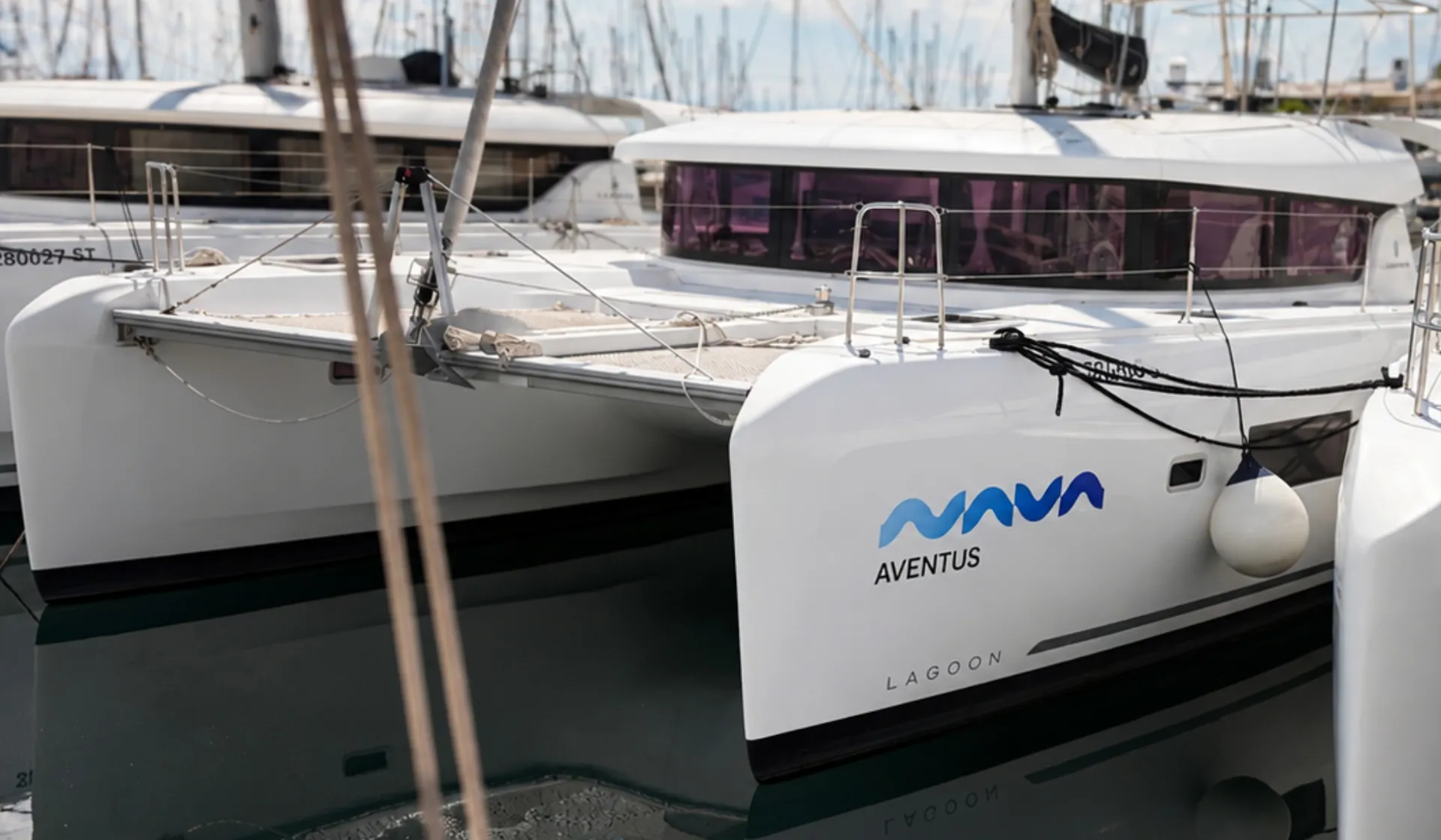 Croatia Bareboat Catamaran Lagoon 42 AVENTUS in marina