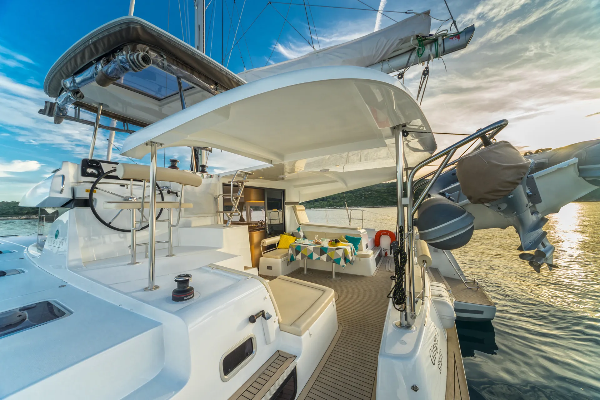 Croatia Bareboat Catamaran Lagoon 42 AVENTUS aft deck