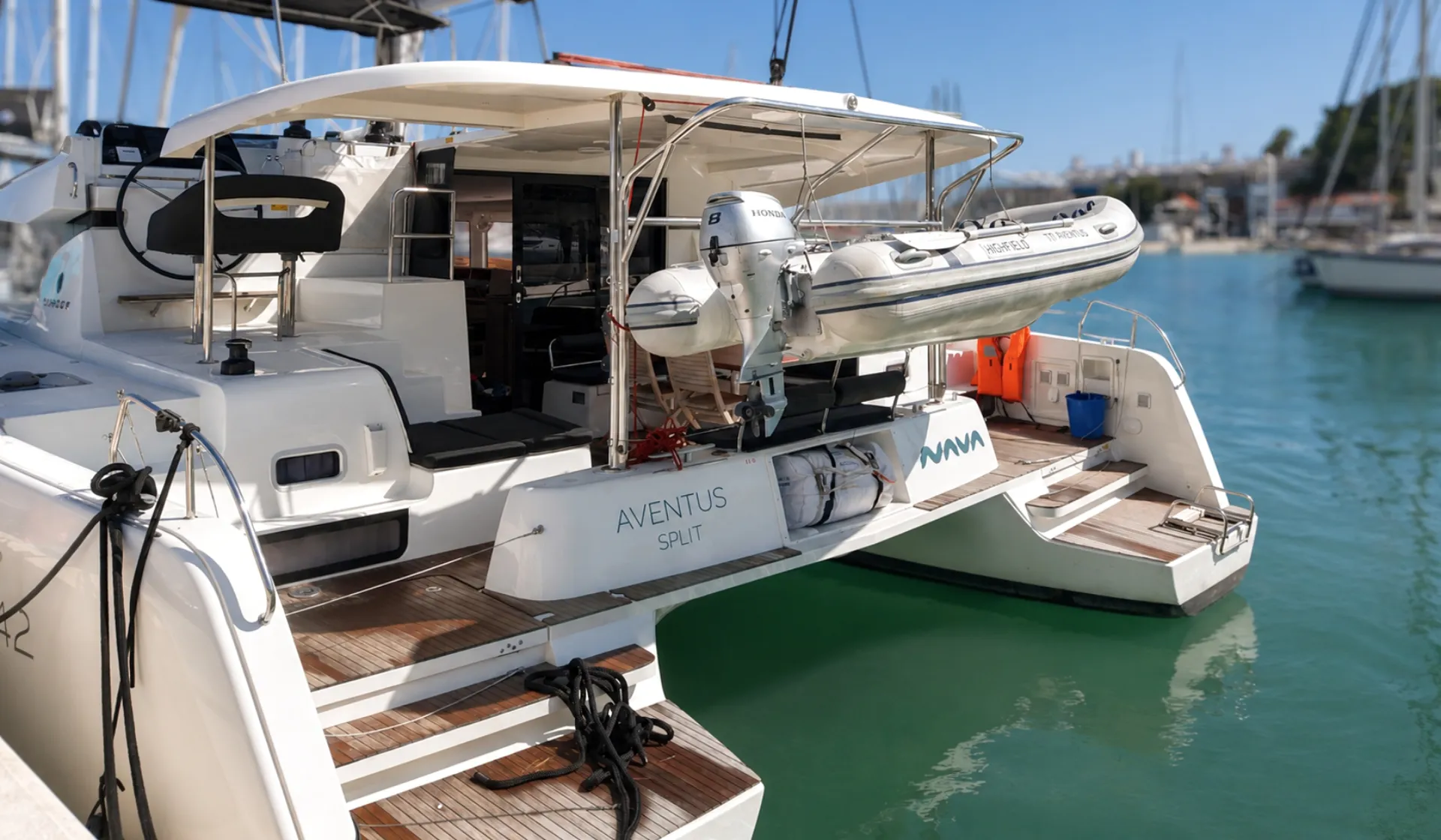 Croatia Bareboat Catamaran Lagoon 42 AVENTUS  aft deck