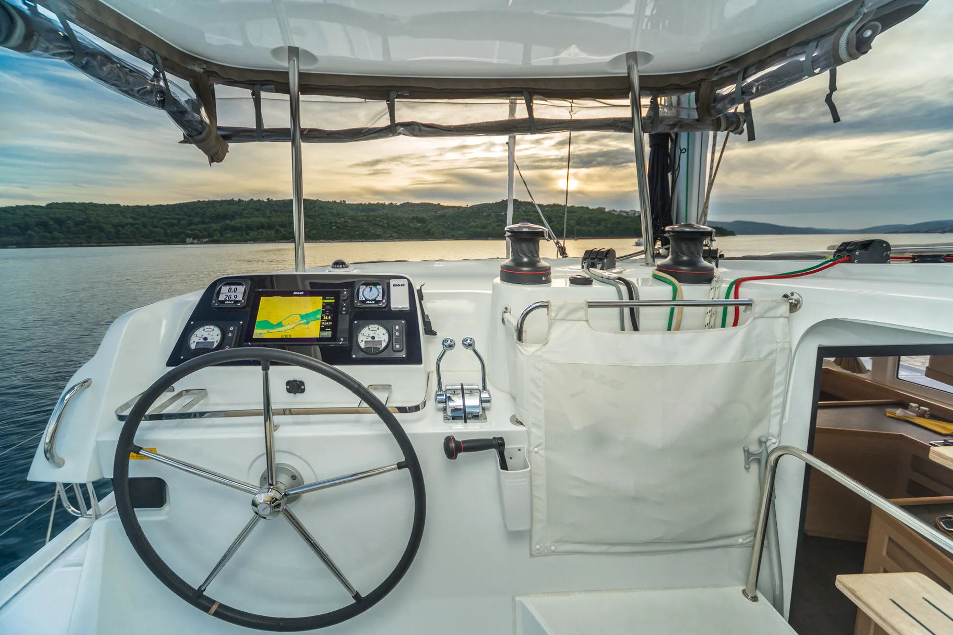 Croatia Bareboat Catamaran Lagoon 42 AVENTUS helm station
