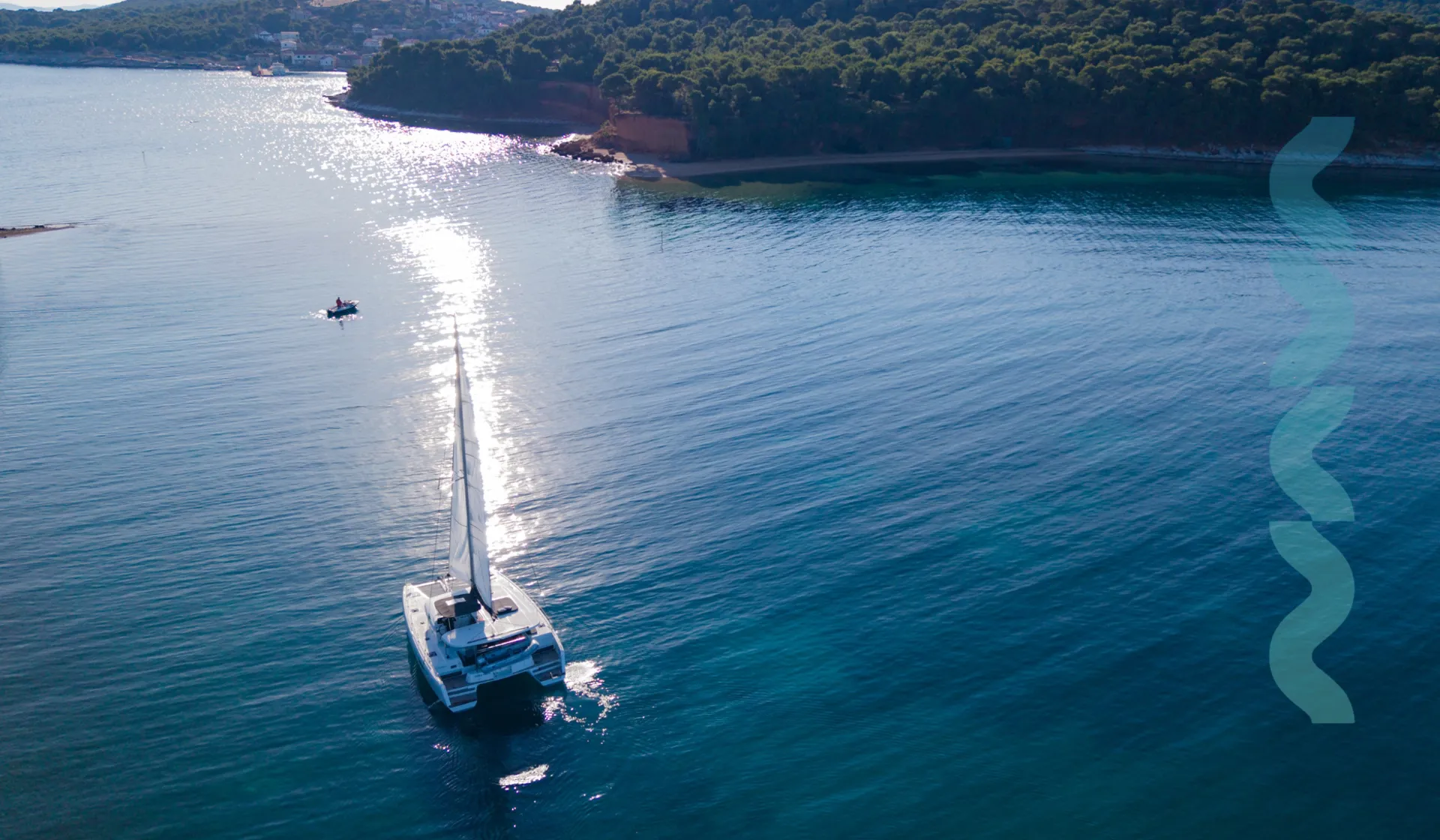 Croatia Bareboat Catamaran MAHI MAHI Sailing Aerial View
