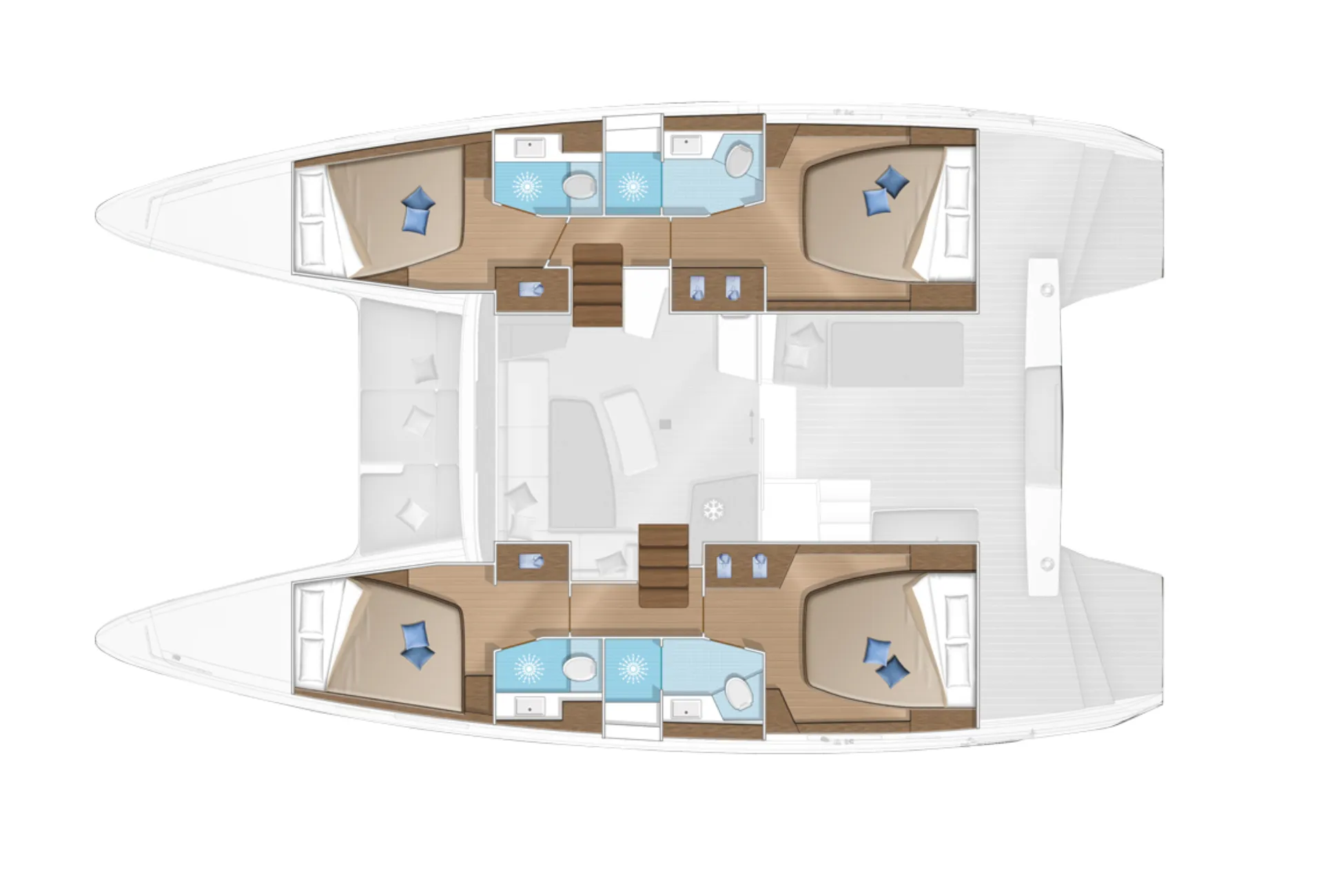 Croatia Bareboat Catamaran SAX IV Lagoon 42 4 cabin layout