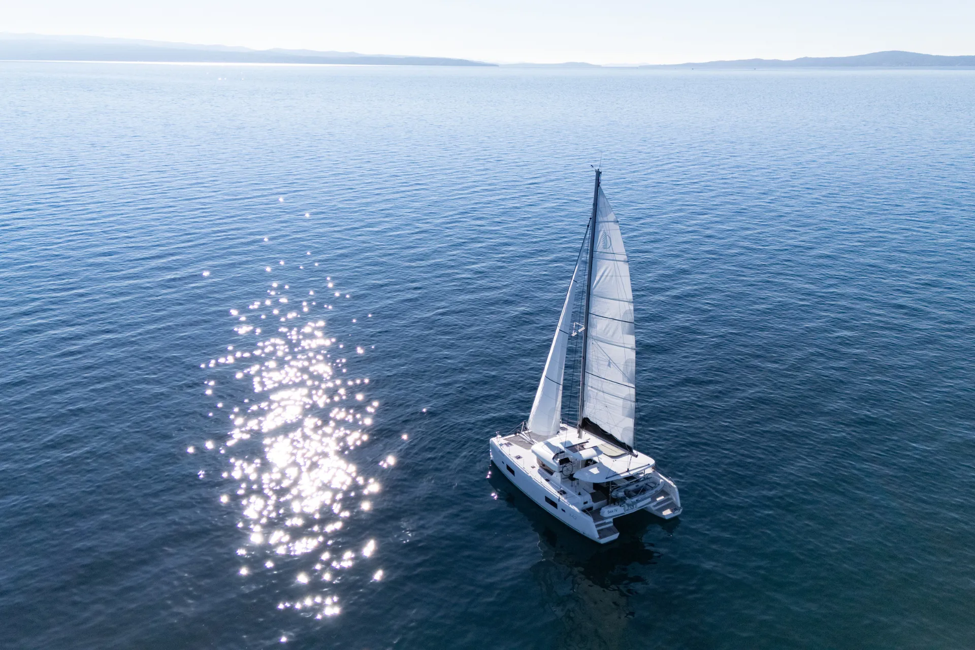 Croatia Bareboat Catamaran SAX IV Lagoon 42 Aerial View