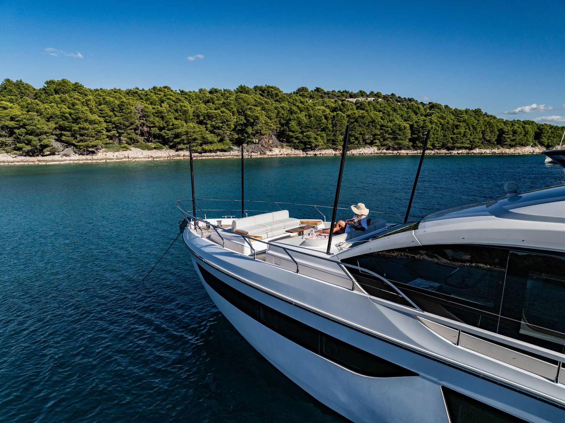 Croatia Crewed Motor Yacht DONNA - 2023 Azimut 68 Fly foredeck bimini