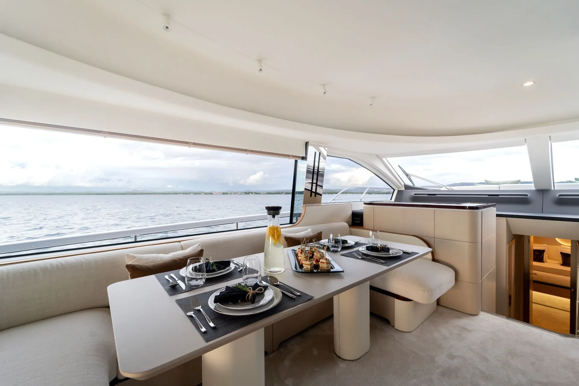 Croatia Crewed Motor Yacht DONNA - 2023 Azimut 68 Fly interior dining area