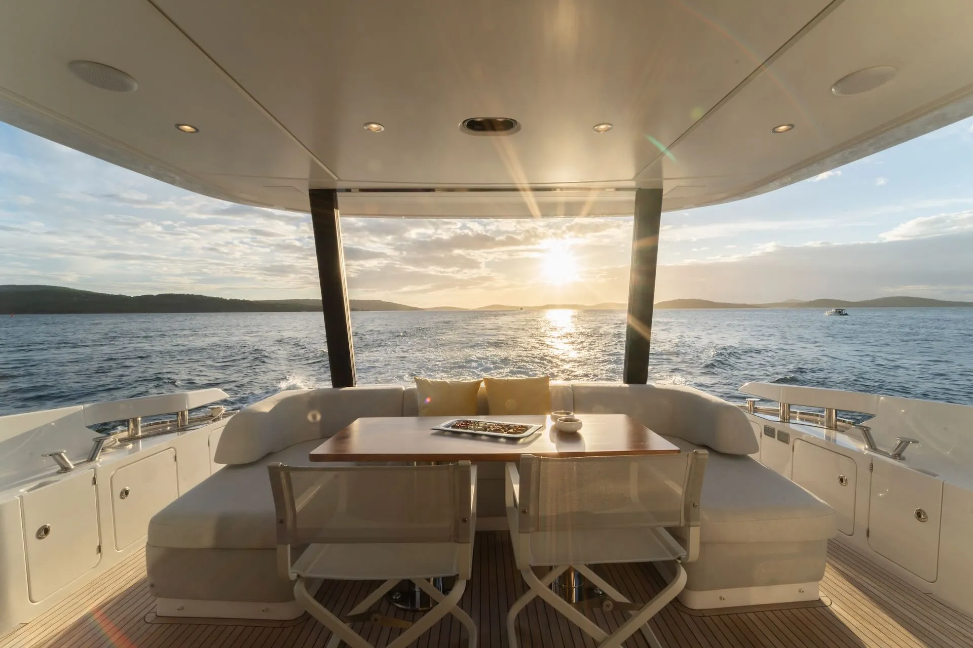 Croatia Crewed Motor Yacht DONNA - 2023 Azimut 68 Fly sunset at aft deck