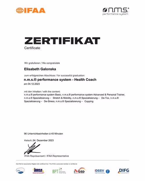 Lizenz IFAA Health Coach