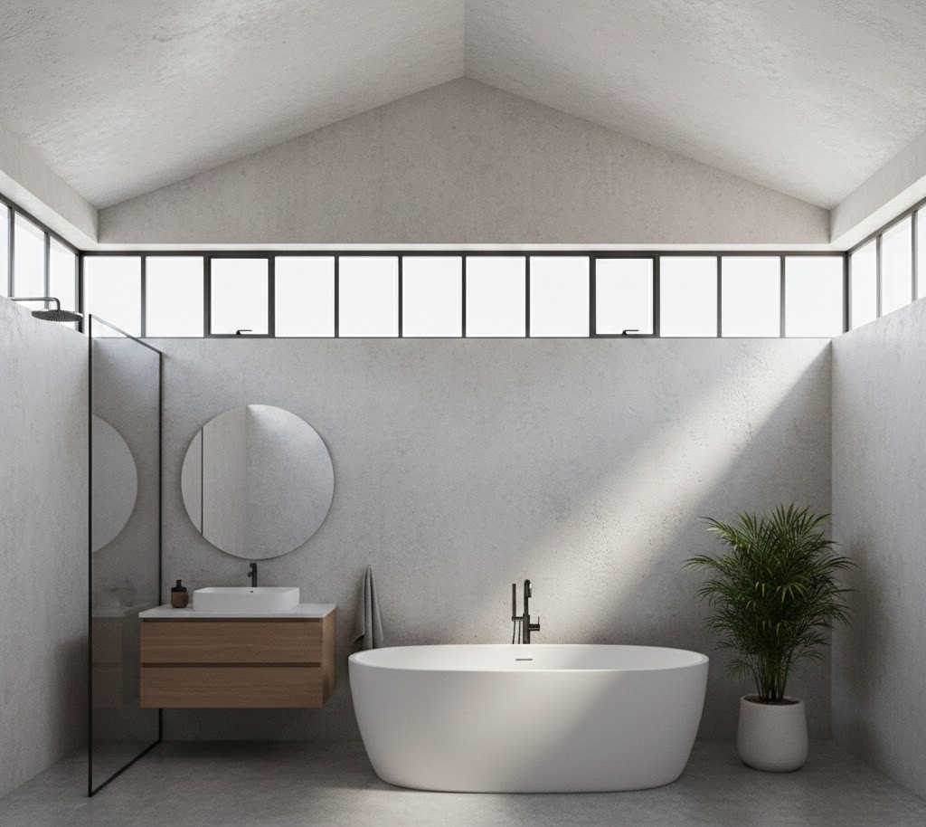 clerestory window in bathroom