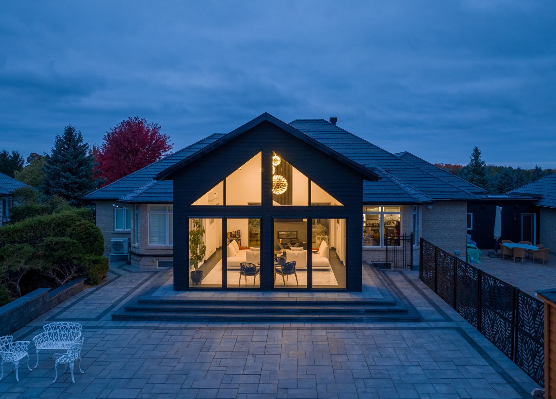 home with interior lights on