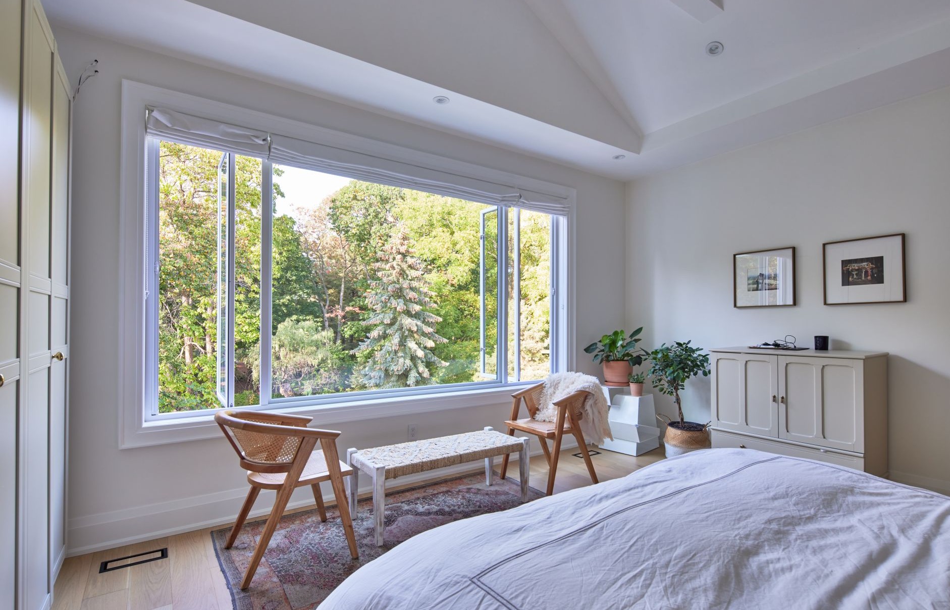 bedroom with two casement windows for egress