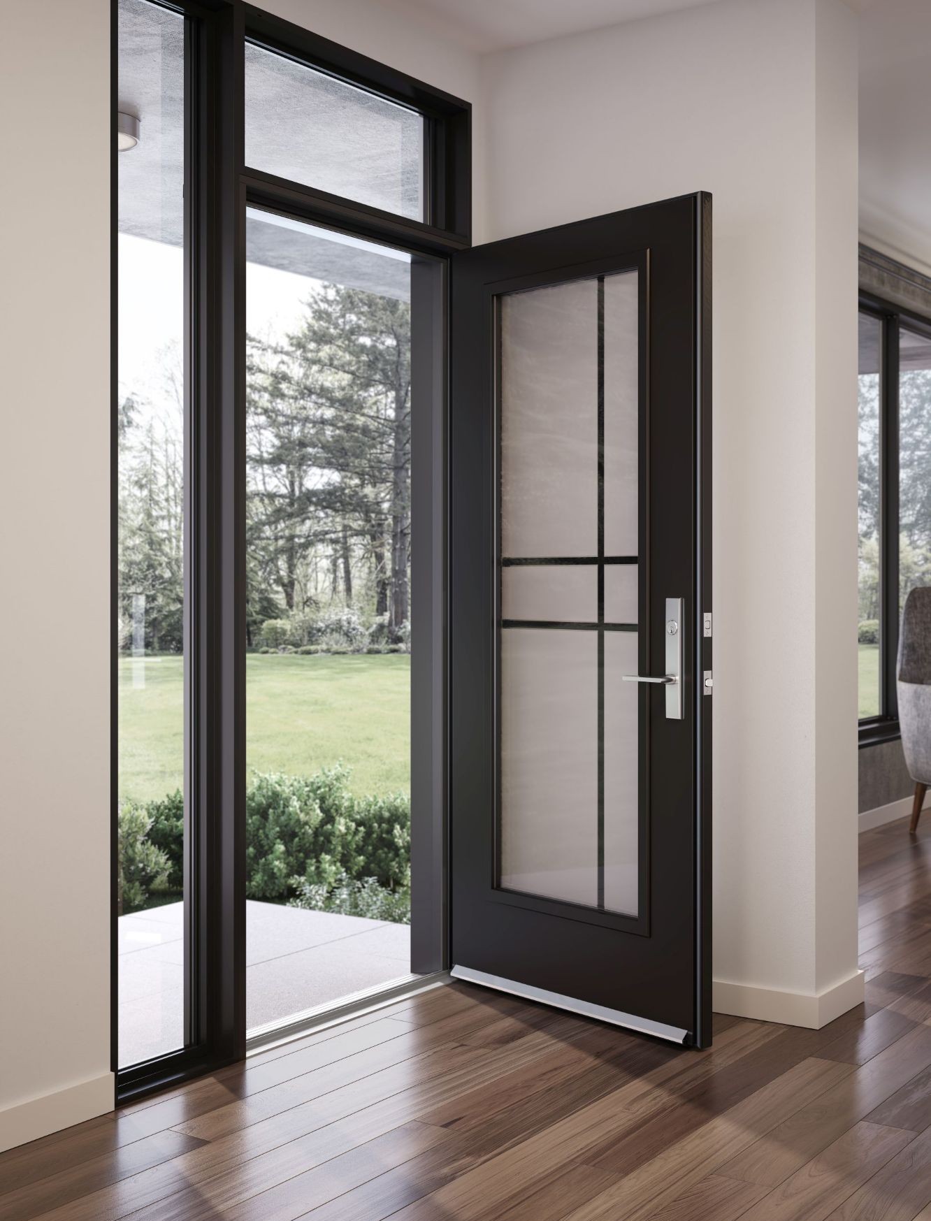 front door with one sidelight