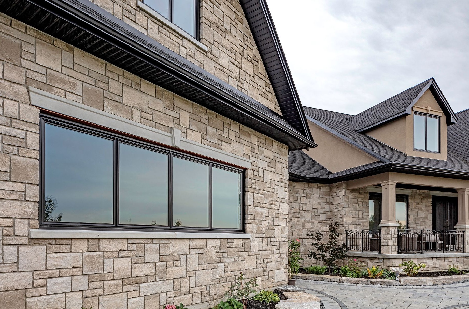 house facade with modern sliding windows