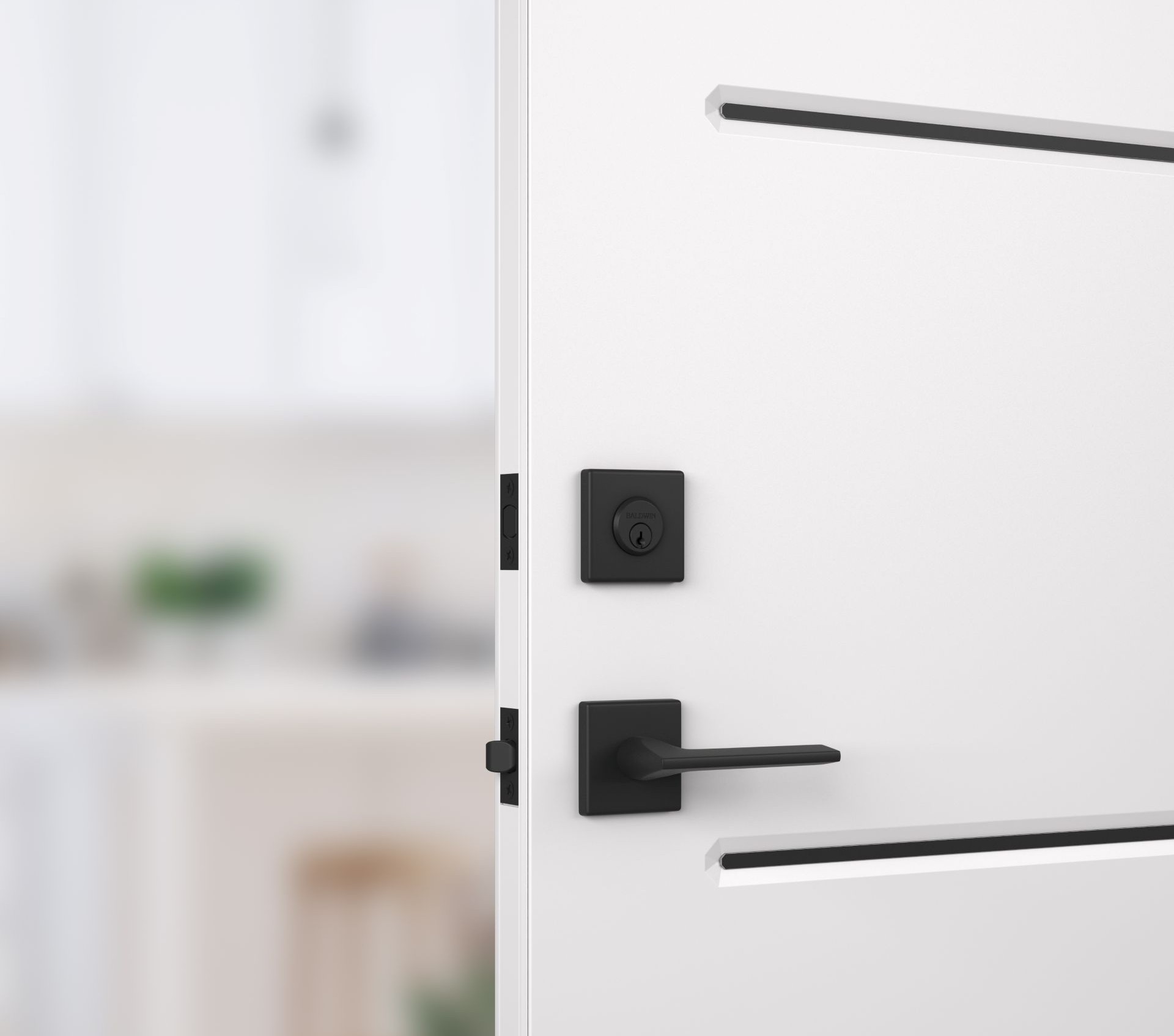 front door with a deadbolt lock