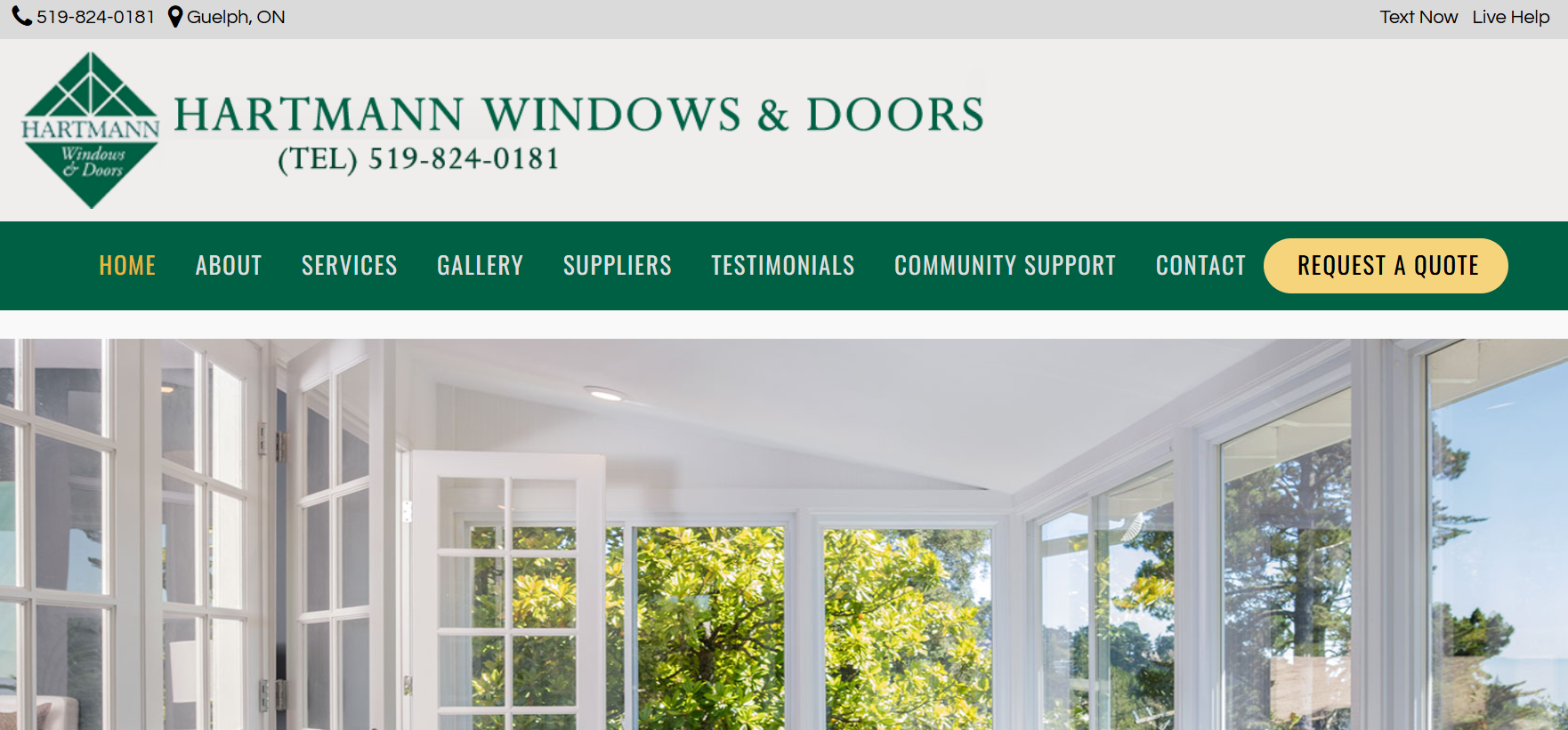 Hartmann window company Guelph homepage
