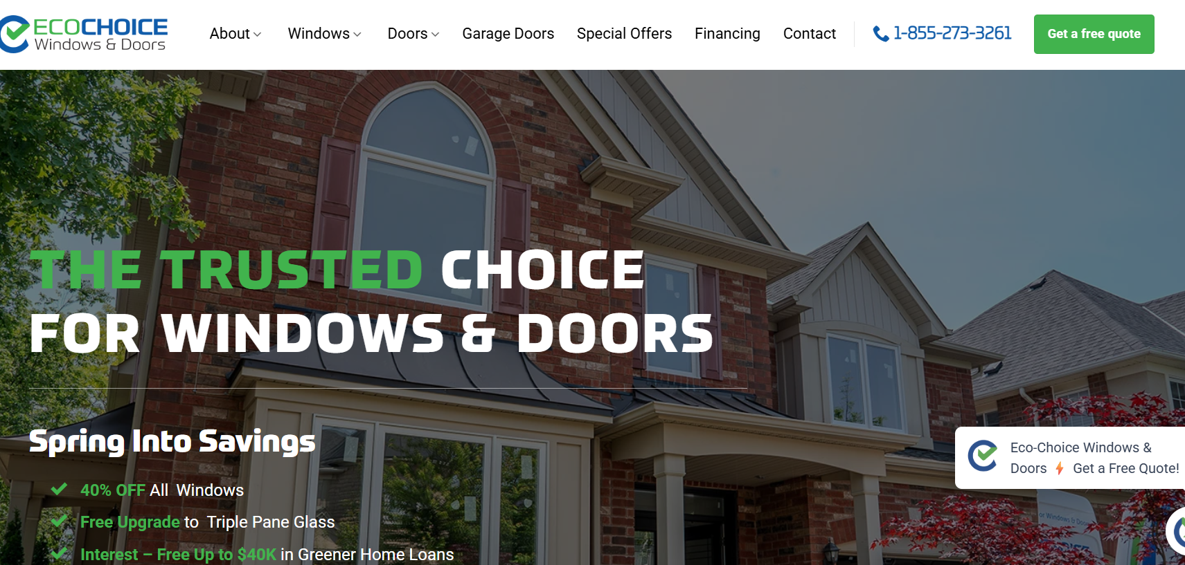 Eco Choice Windows & Doors homepage