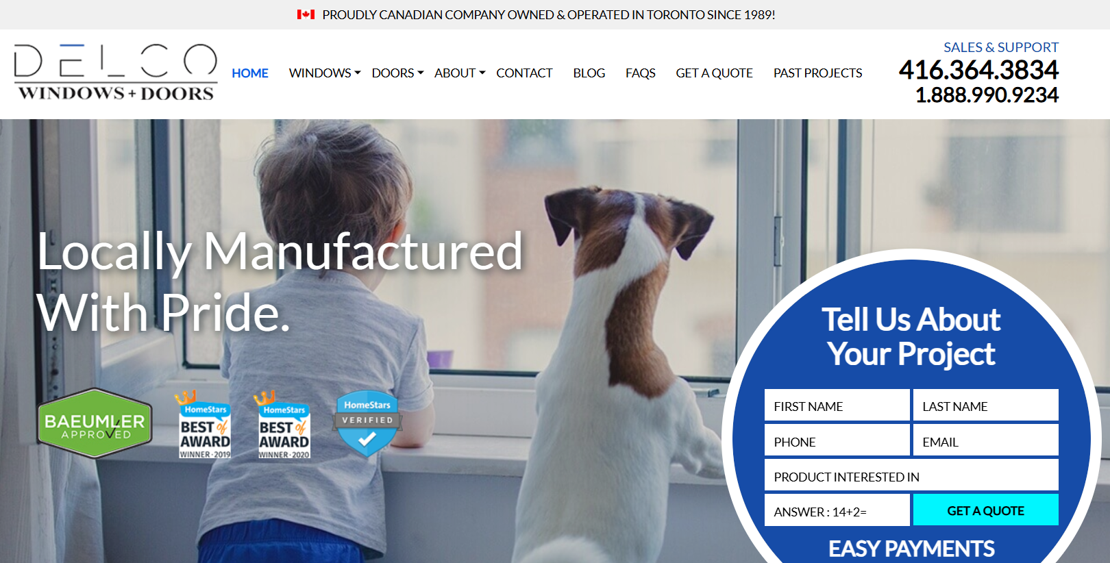 Delco Windows + Doors homepage
