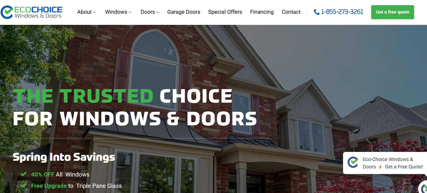 Eco Choice Windows & Doors homepage