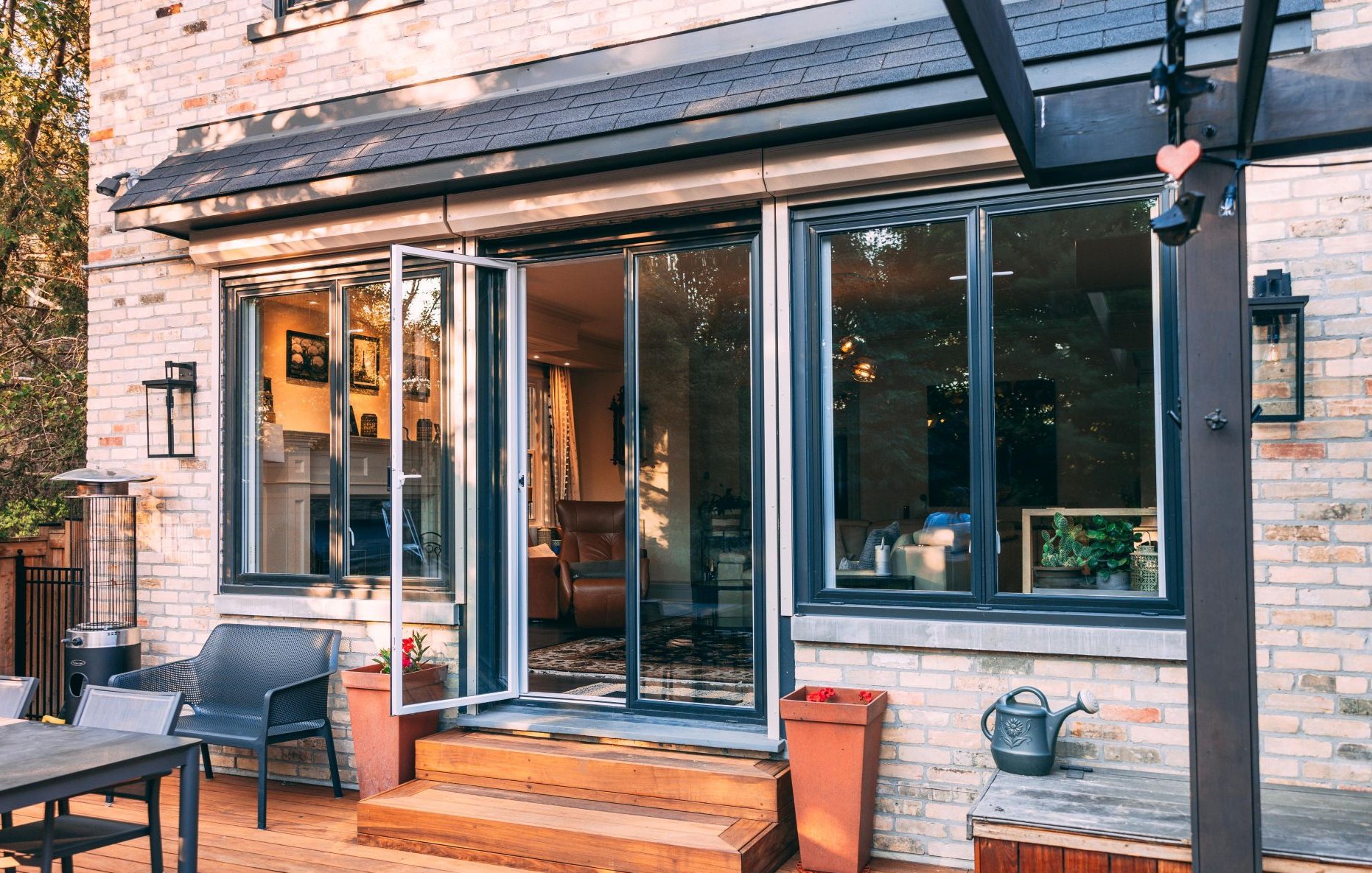 house with French doors opening toward the backyard