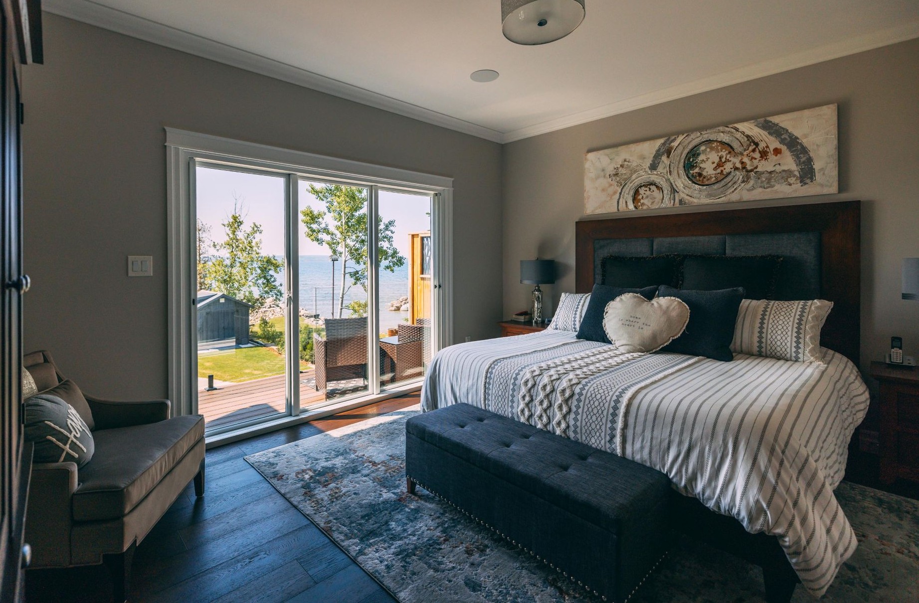 bedroom with sliding doors that lead to the patio