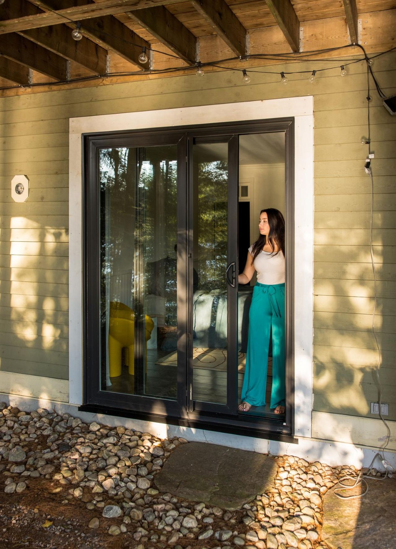 woman opening new patio doors