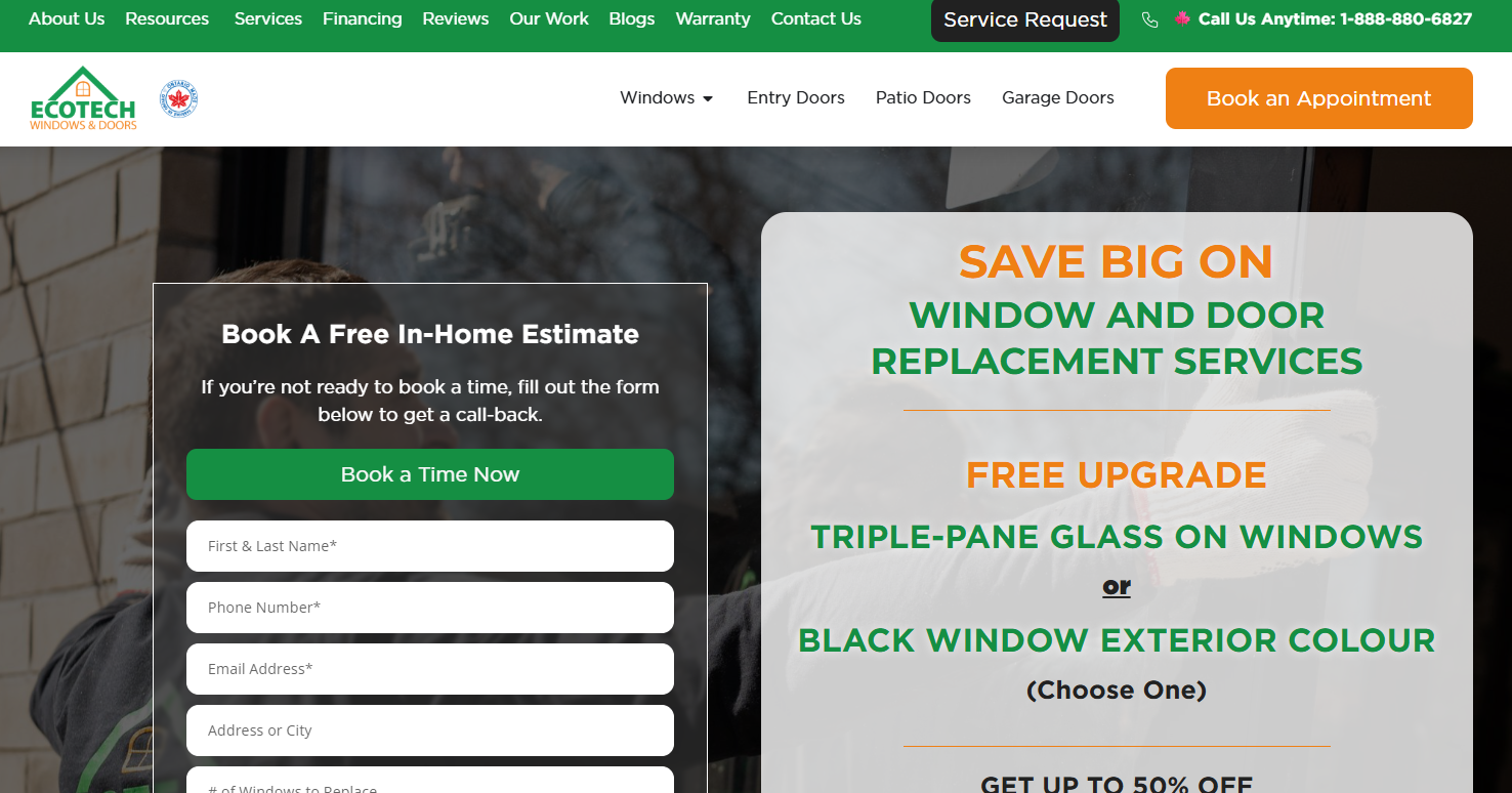 EcoTech window company Brampton homepage