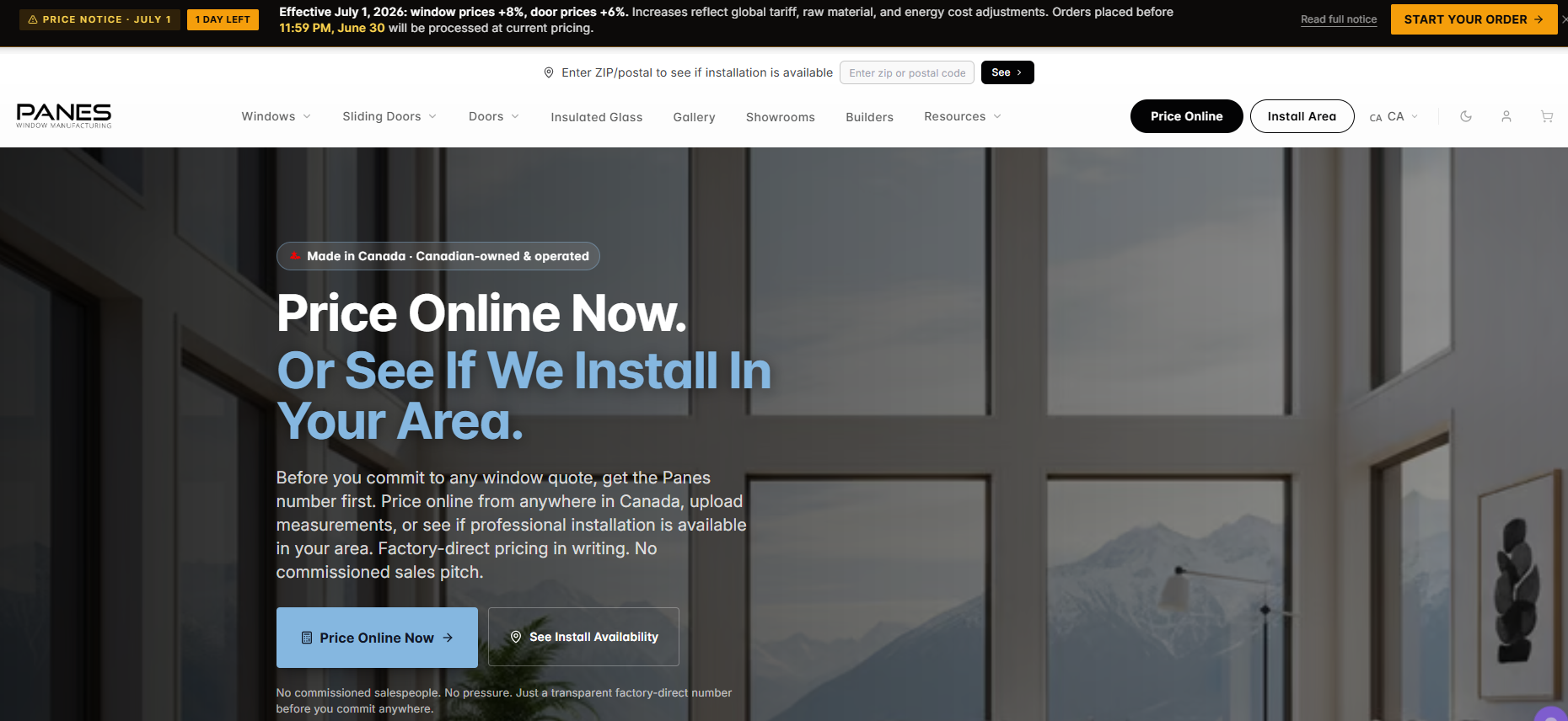 Panes Window Manufacturing homepage