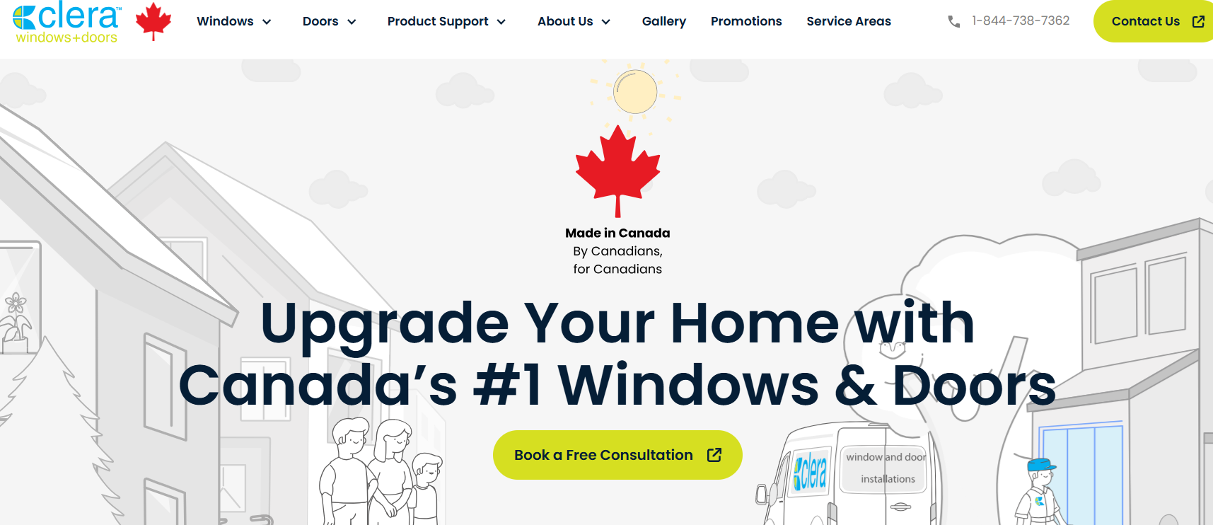 Clera Windows + Doors homepage