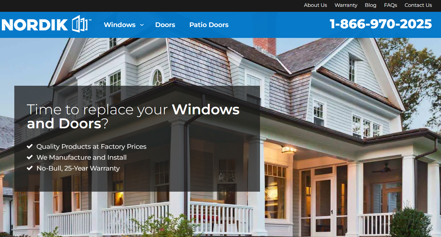 Nordik Windows and Doors homepage