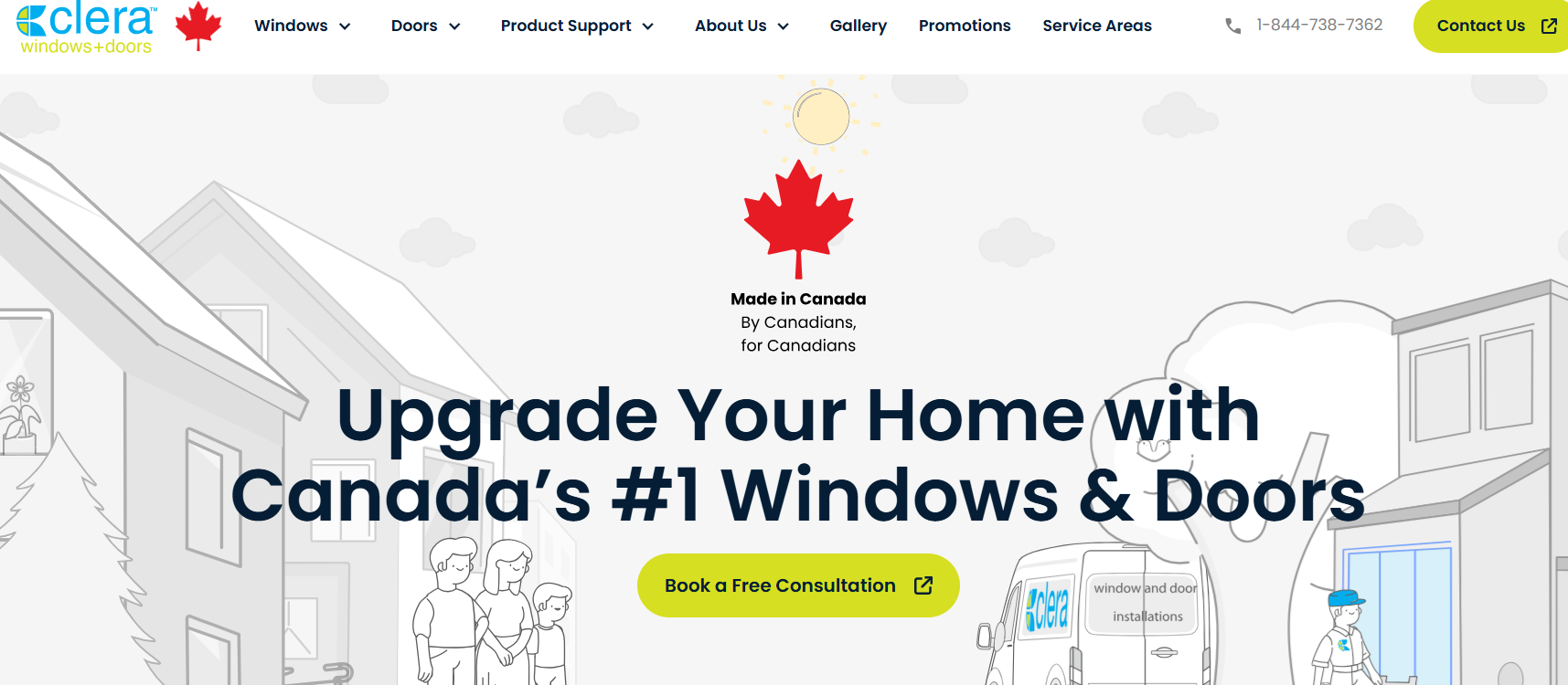 Clera Windows + Doors homepage