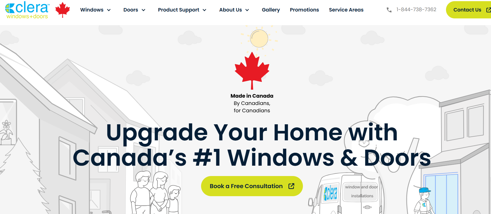 Clera Windows + Doors homepage