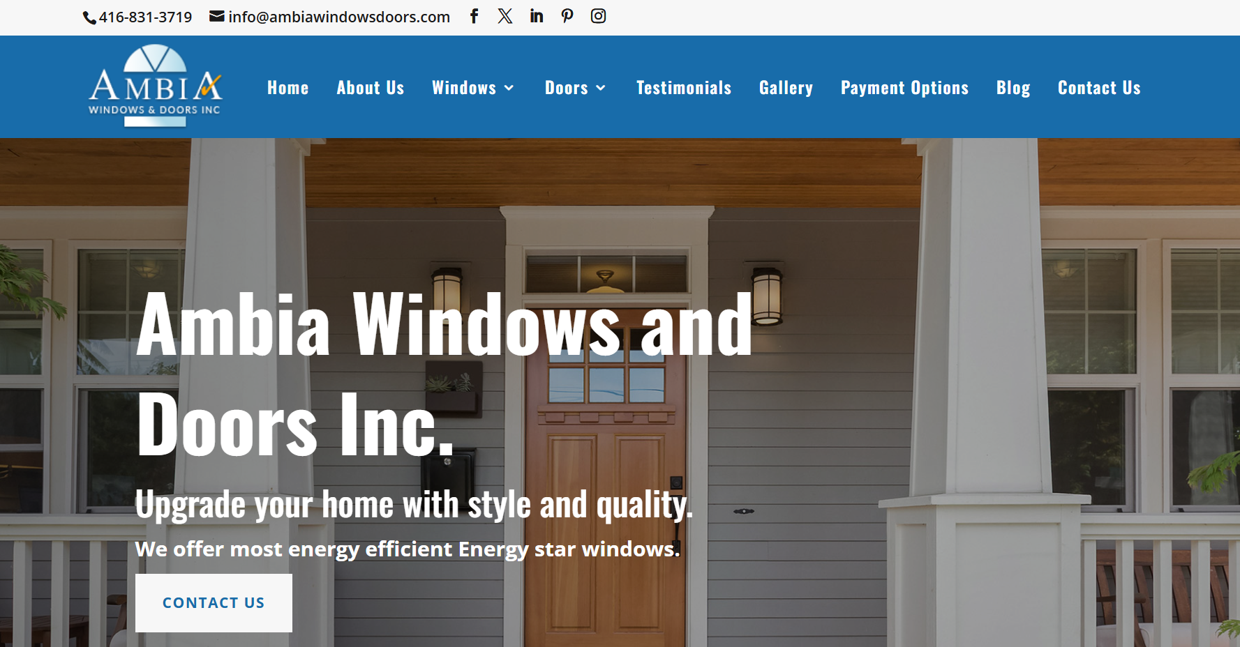 Ambia Windows & Doors Inc. homepage