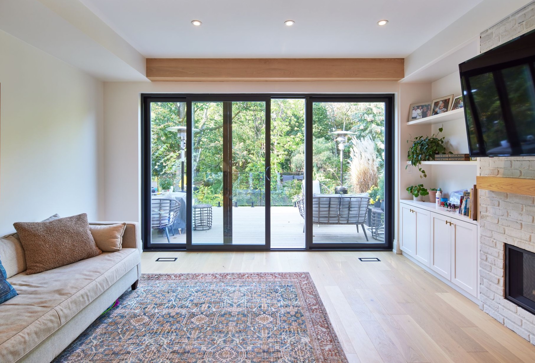 living room with sliding glass doors