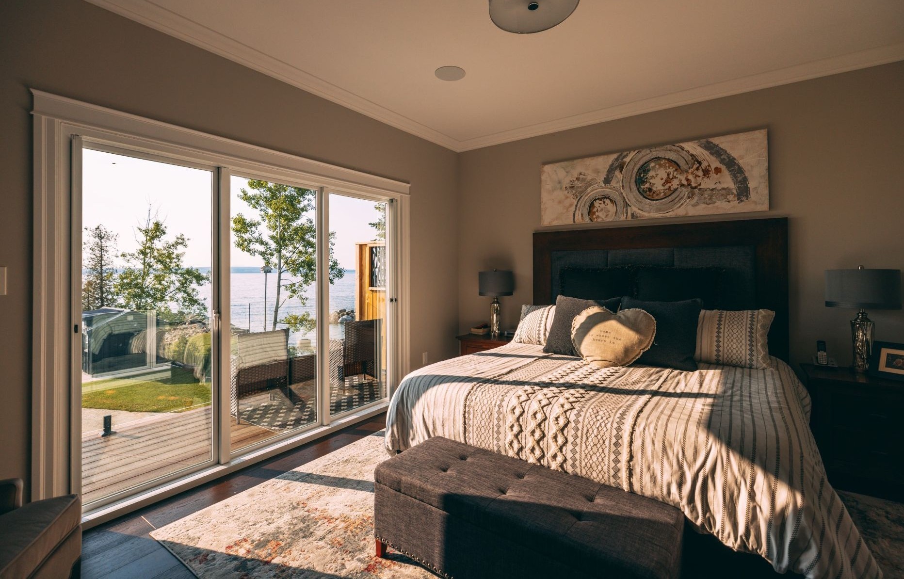 bedroom with sliding doors leading to patio
