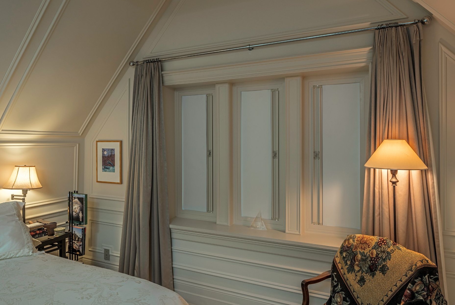bedroom windows with thermal blinds