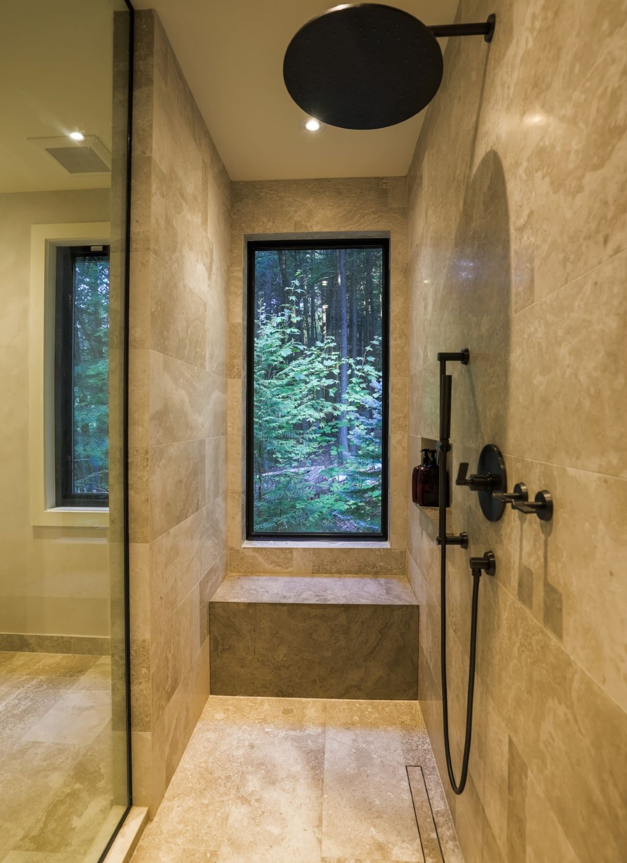 black window in shower