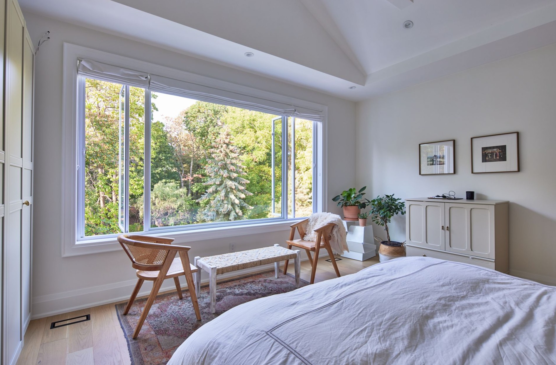 cottage bedroom with casement windows