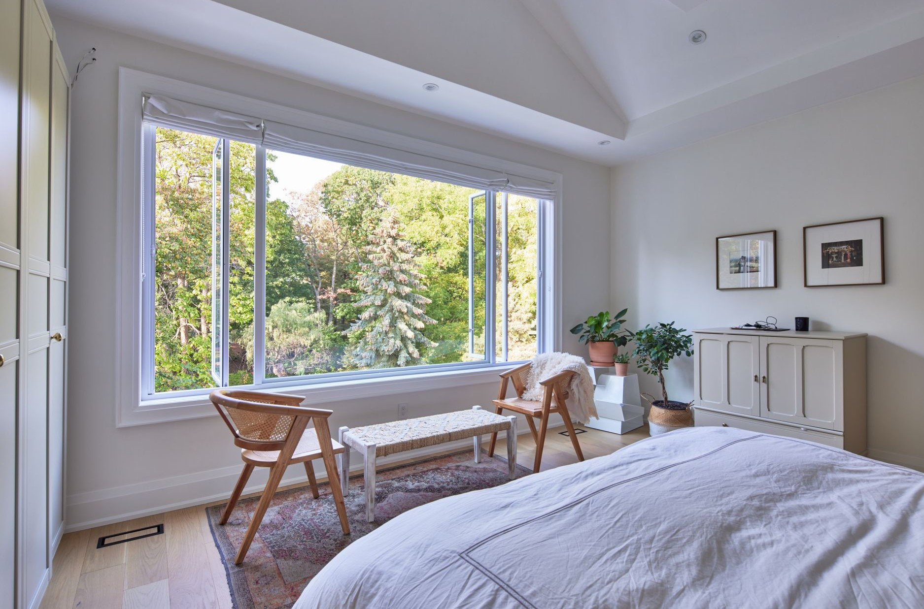 bedroom with casement windows