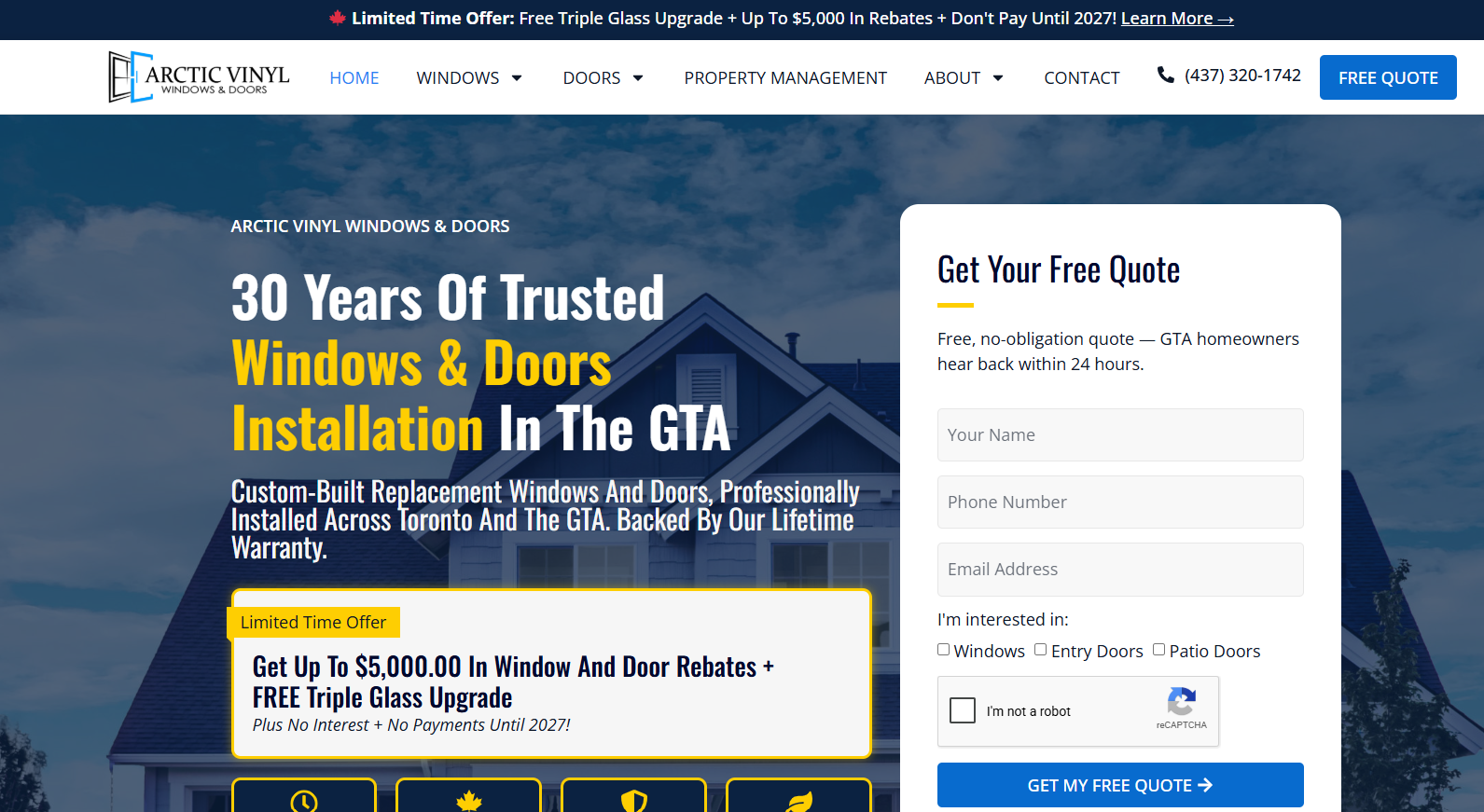 Arctic Vinyl Windows & Doors homepage