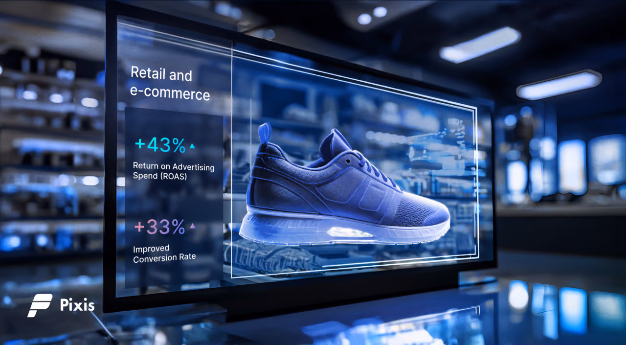 Graphic of shoe and marketing interface.