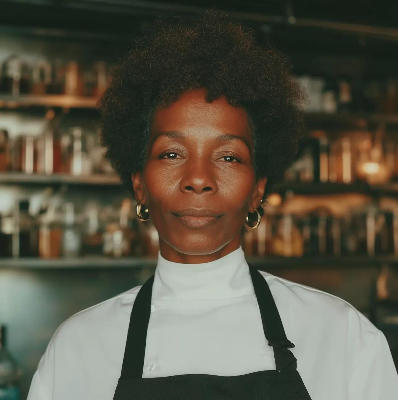 Femme noir élégante restaurant