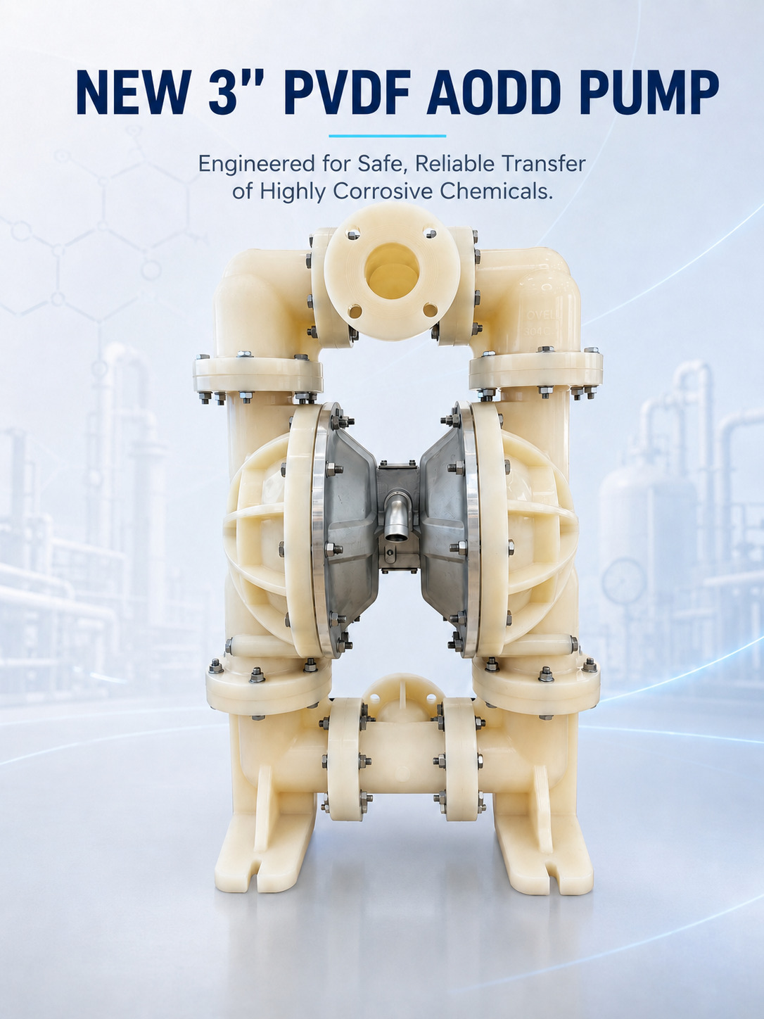 A30KTTTK, 3-Inch PVDF AODD Pump, Corrosive Chemical Transfer Pump, OVELL Pump