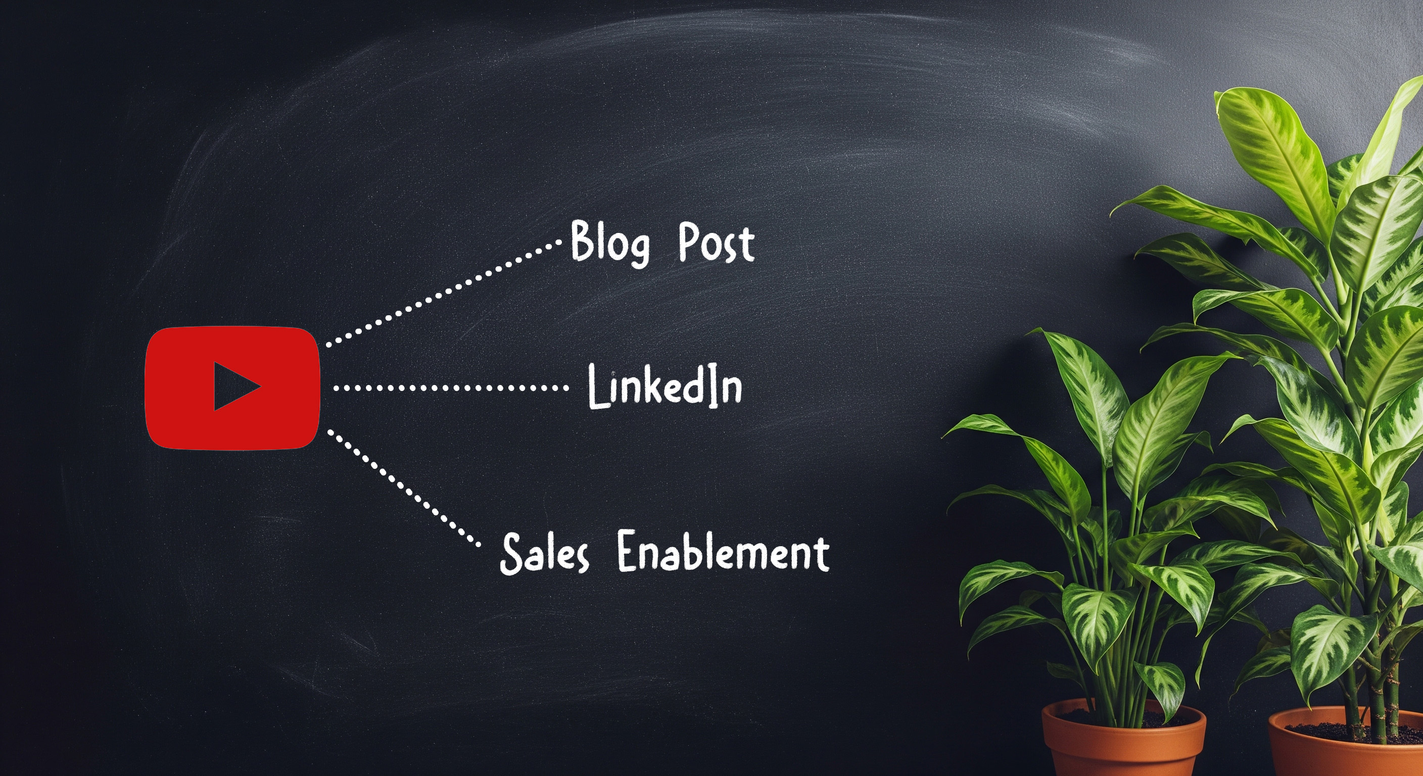 An illustration showing how one piece of YouTube video content can be repurposed into a blog post, social media snippets, email content, etc