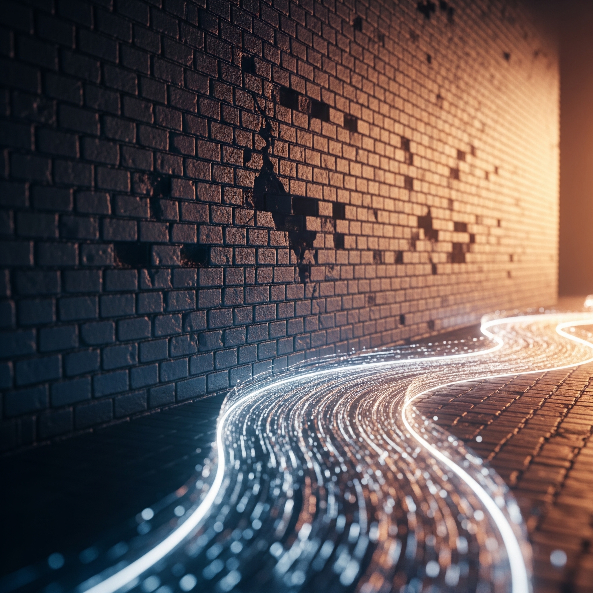 A visual metaphor contrasting a brick wall (representing lack of trust in traditional ads) with a transparent, welcoming pathway (representing the trust built through video
