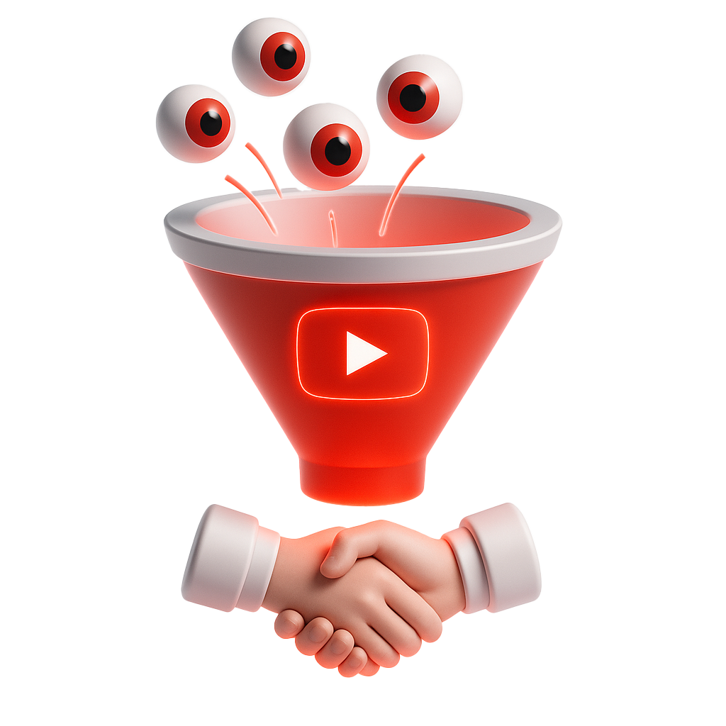 Diagram of YouTube funnel showing awareness to enterprise lead conversion